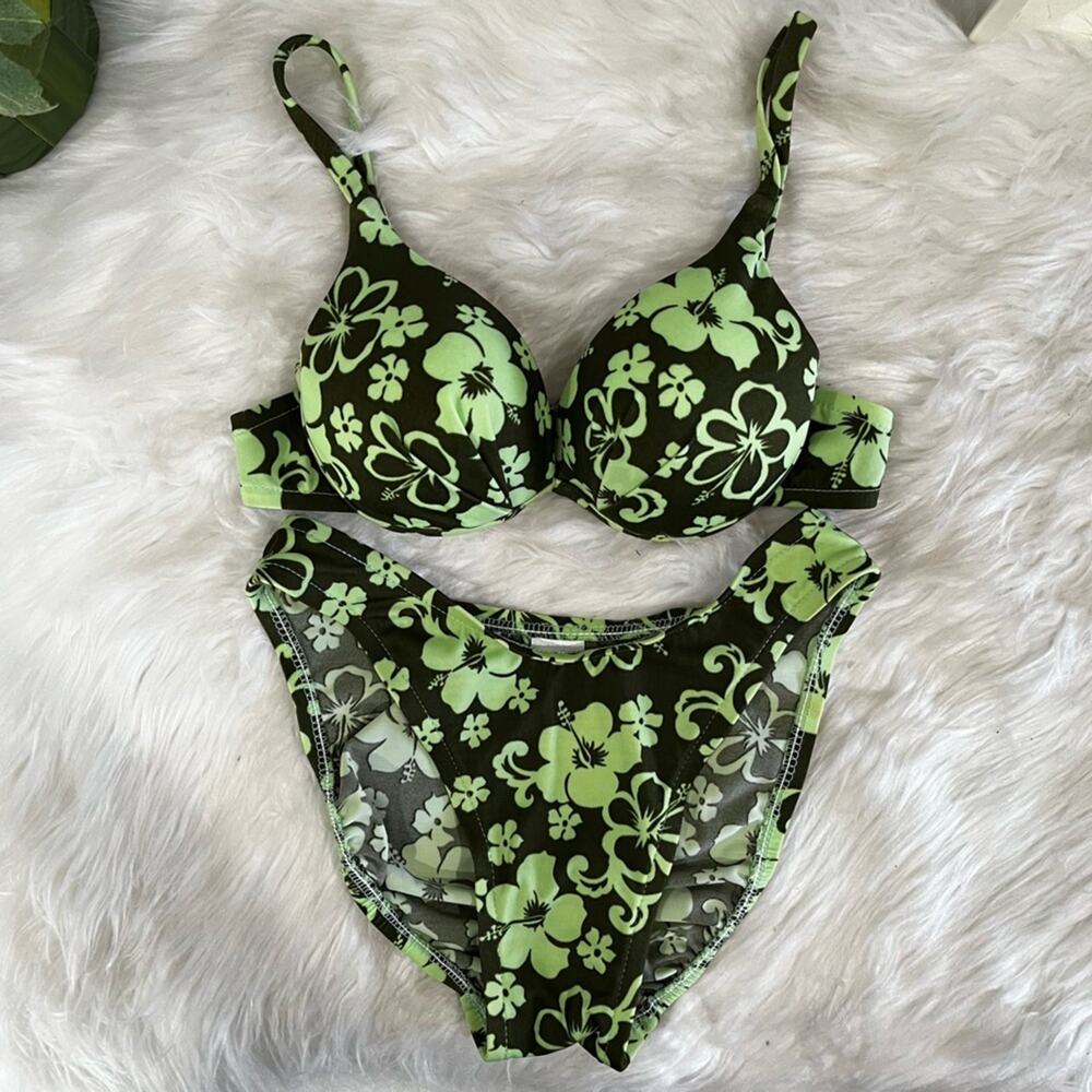 NEW Spiegel Vintage 90s Floral Padded Push Up Cheeky Bikini Swimsuit 5/6 NWOT - Picture 9 of 16